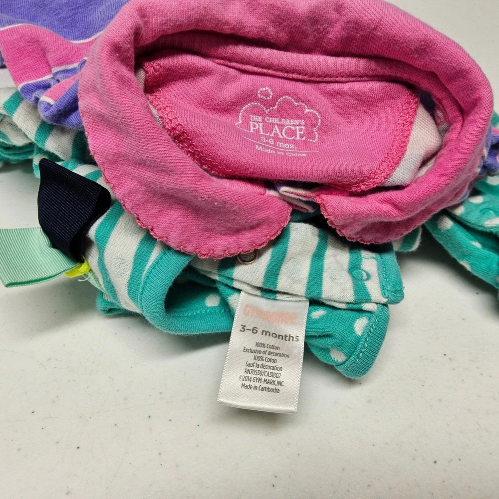 2pc Baby Girl Romper Lot 3-6 M Gymboree The Children's Place Cotton Pink Teal